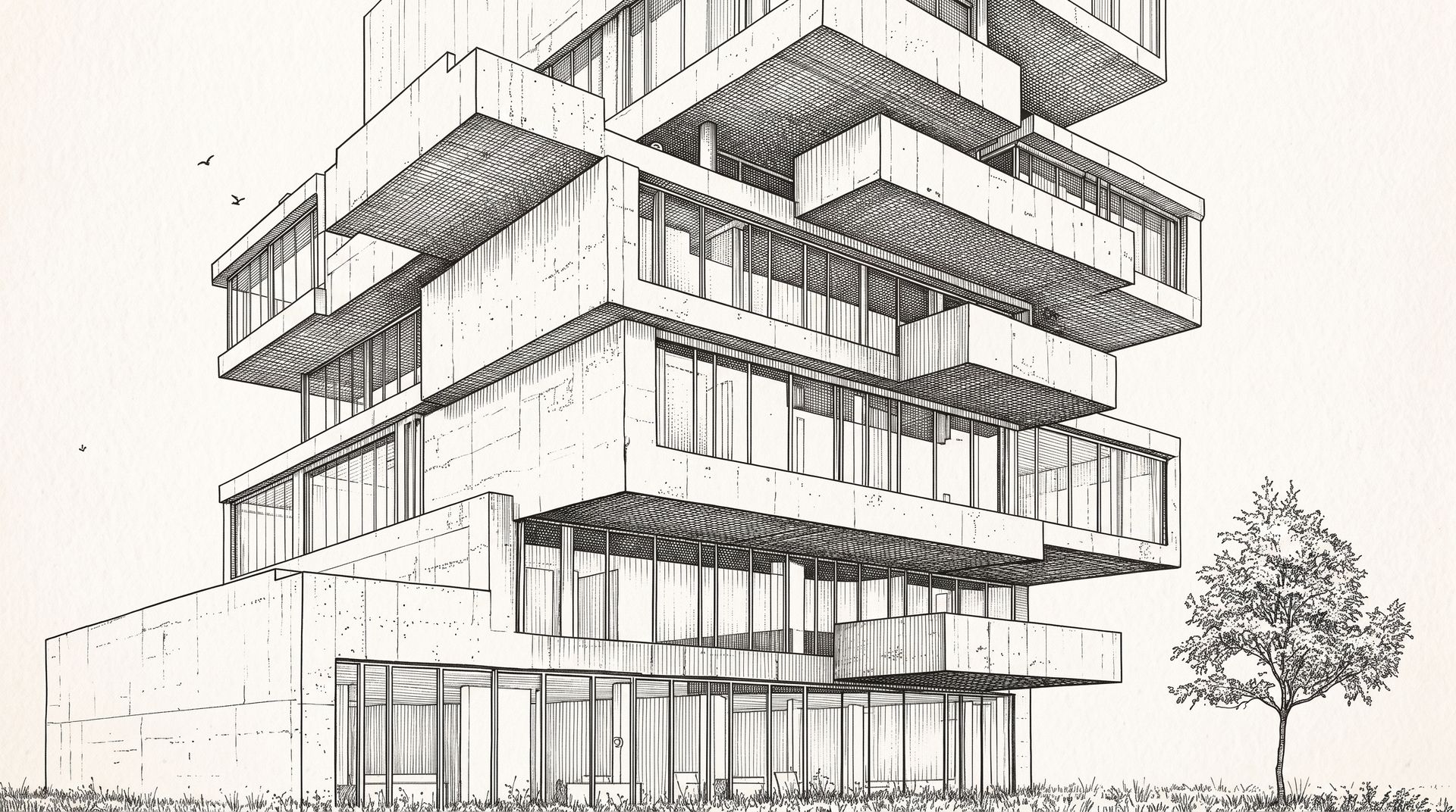 Ink drawing of Stakken Workhouse