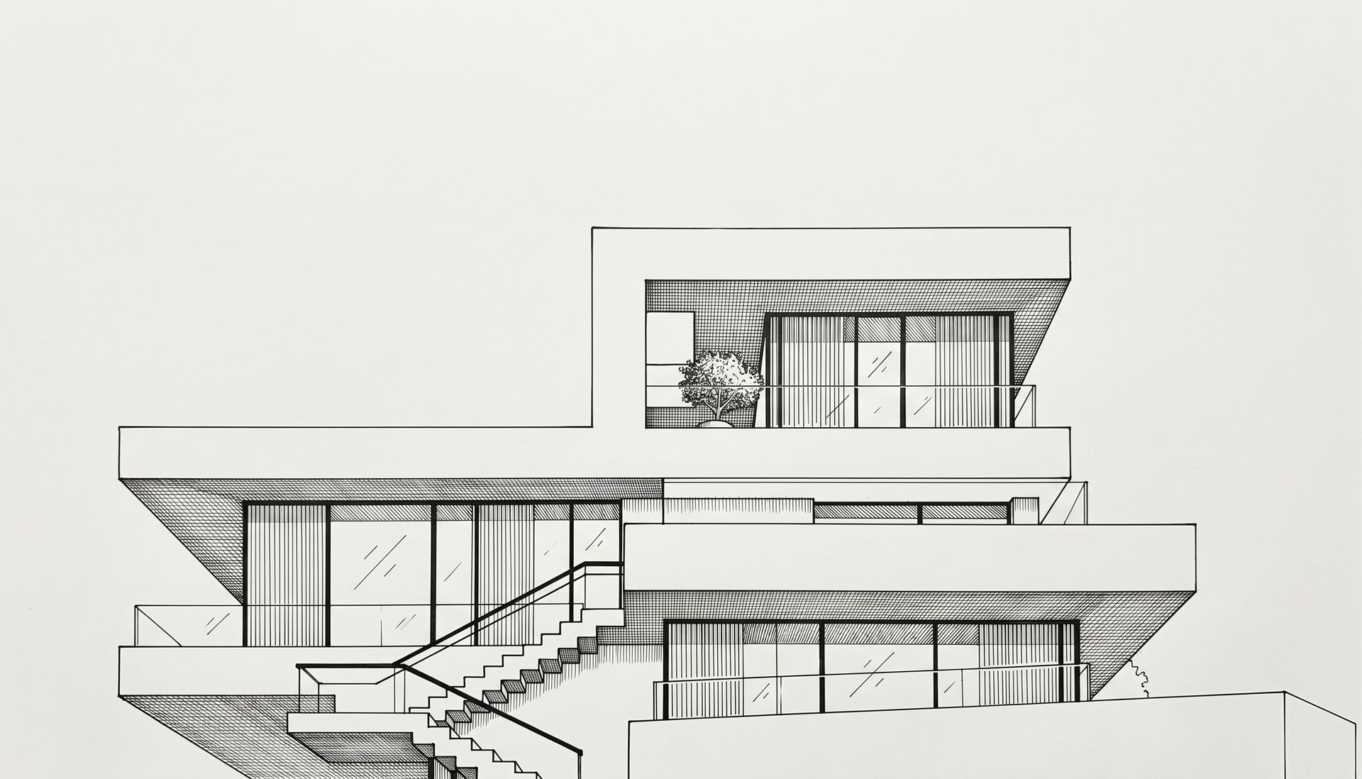 Ink drawing of Villa Klint